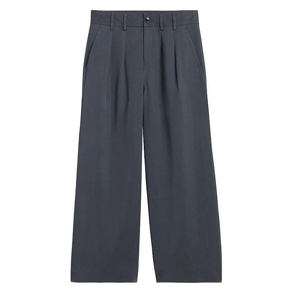Banana Republic Pants - NWT Banana Republic Gray High Rise Wide Leg Pleated Pants Size 4 Orca TENCEL